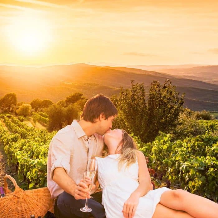 Soirée pique-nique étoilée romantique dans les vignes